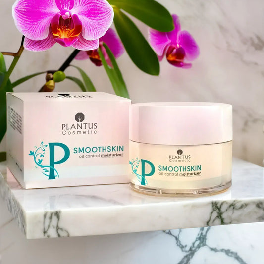 Natural and Organic Face Creams in Abu Dhabi: Plantus Smoothskin oil control moisturizer on display.
