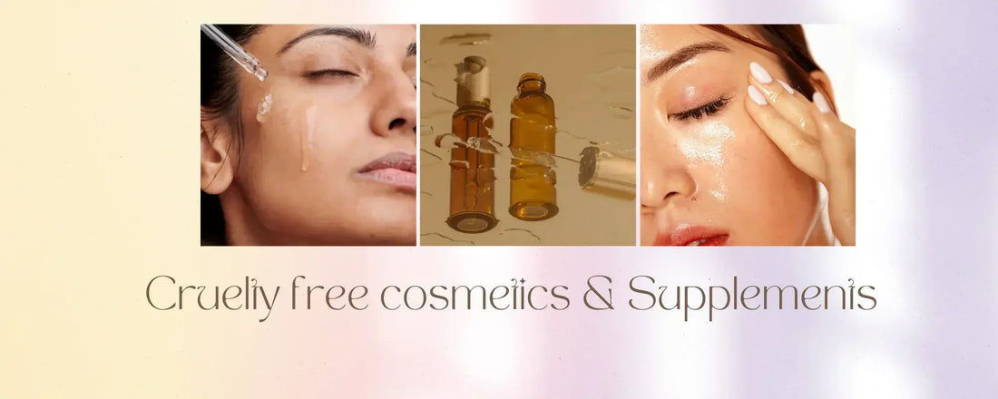 Cruelty-Free Cosmetics & Supplements: An informative image showcasing cruelty-free skincare products.