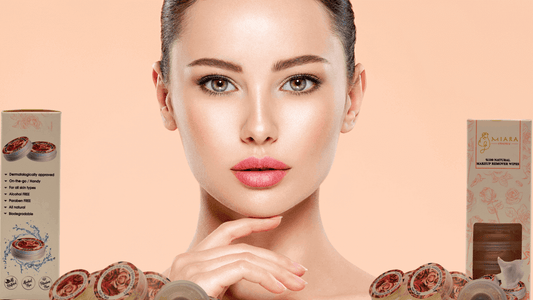 Best Face Makeup Remover options displayed with a model showcasing glowing skin and cosmetic products.