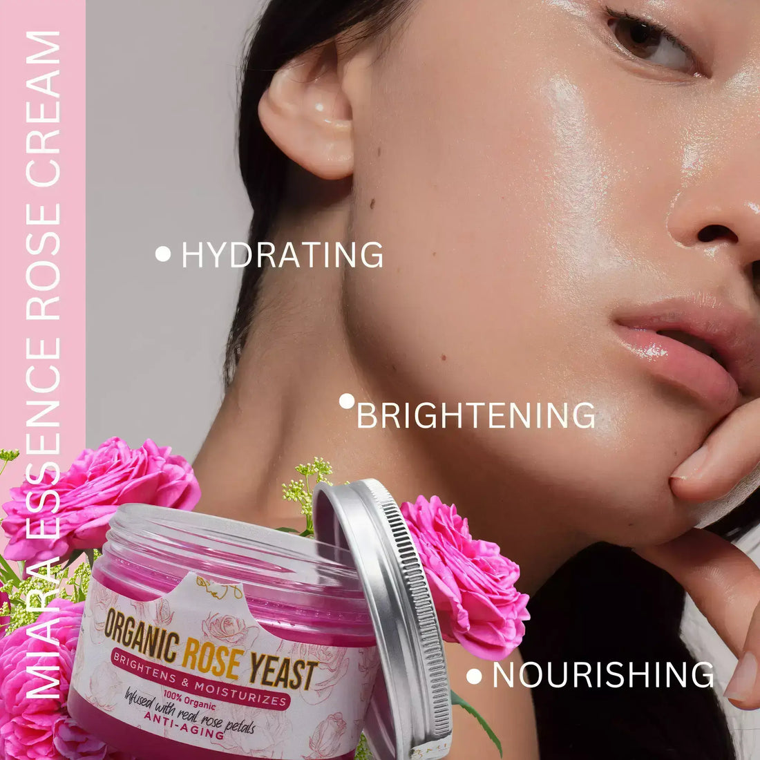 Skin Care Products Online: Organic Rose Yeast cream for hydrating, brightening, and nourishing skin.