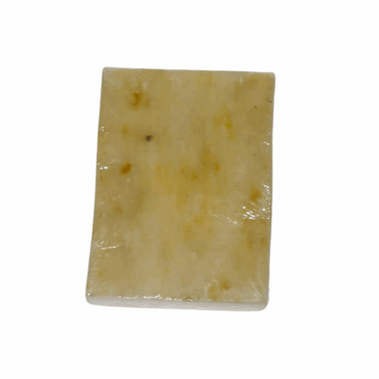 Rectangular block of miara essence natural jasmine soap on a white background
