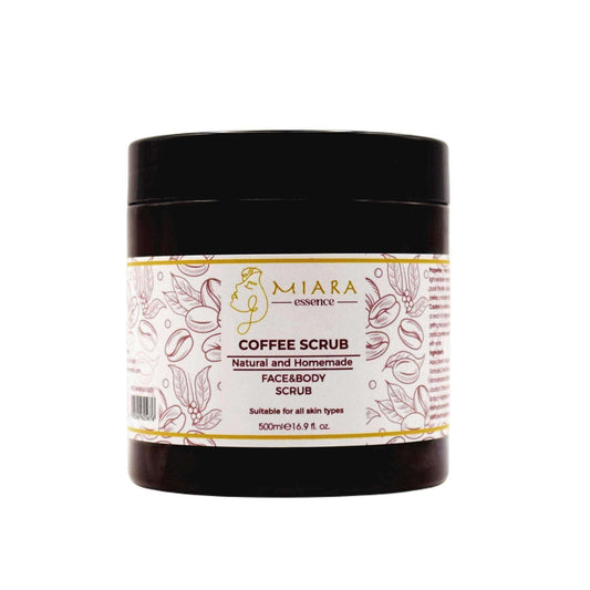 Natural Coffee Scrub - Miara Essence Coffee Scrub jar for face and body, suitable for all skin types.
