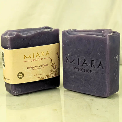 Miara Essence Indigo Natural Soap bars with natural ingredients for calm, even-toned skin.