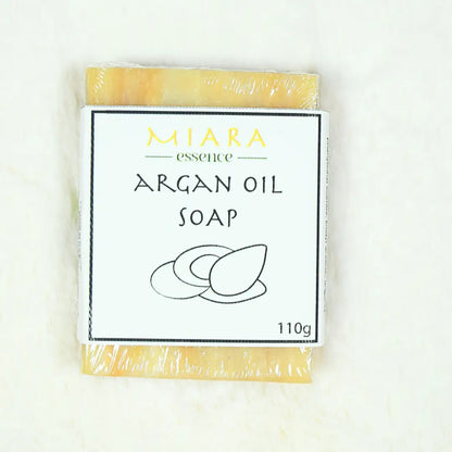 Miara Essence Argan Oil Soap packaging on a white background