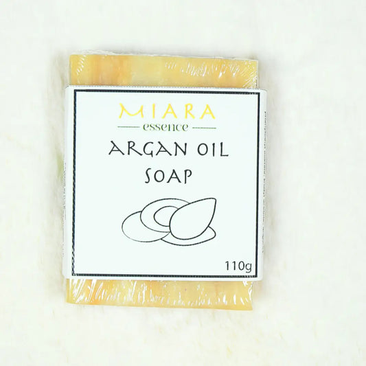 Miara Essence Argan Oil Soap packaging on a white background