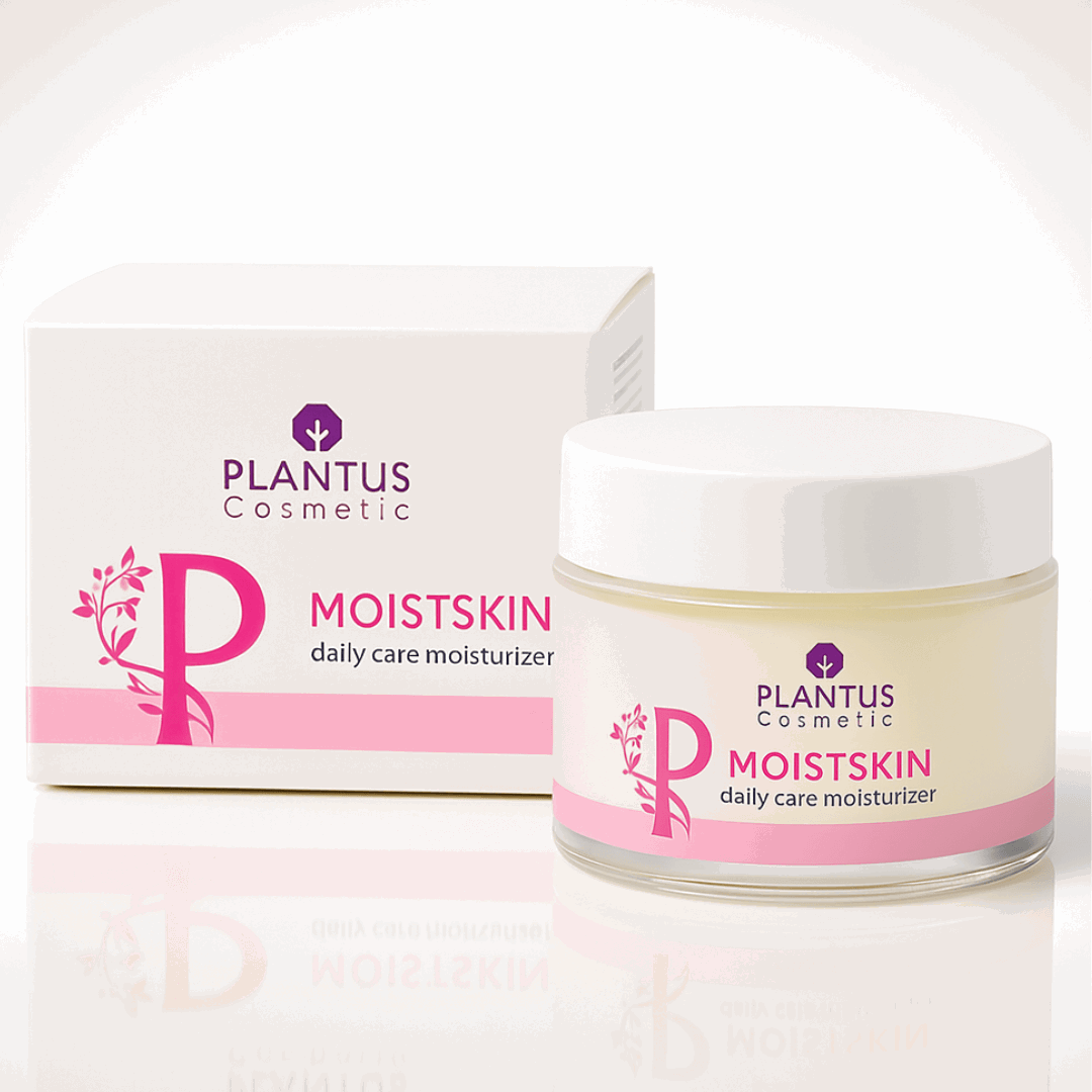 Plantus MoistSkin Daily Care Moisturizer in jar with box, a lightweight daily cream for intense hydration.