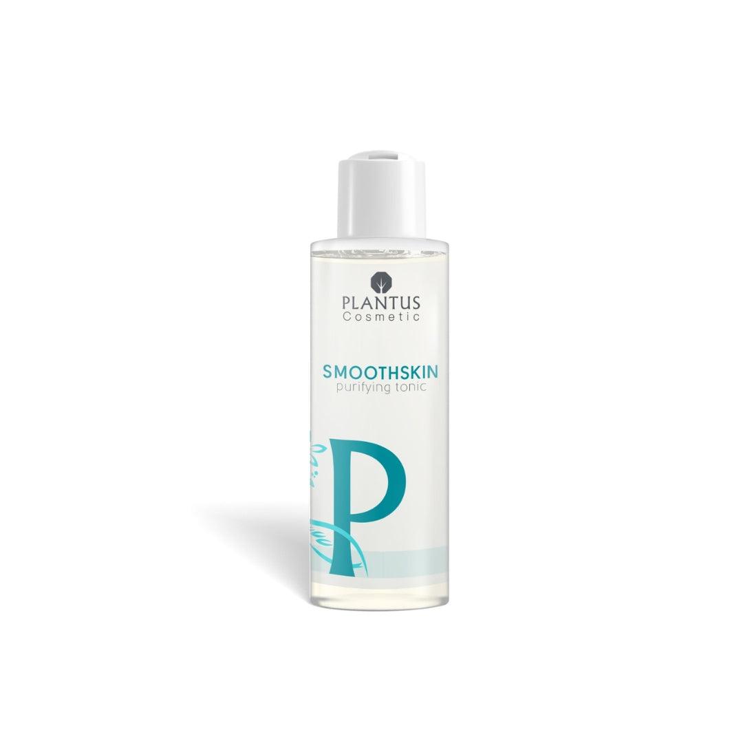 Purifying Facial Toner by Plantus SmoothSkin Essence in a clear bottle with blue label and cap.