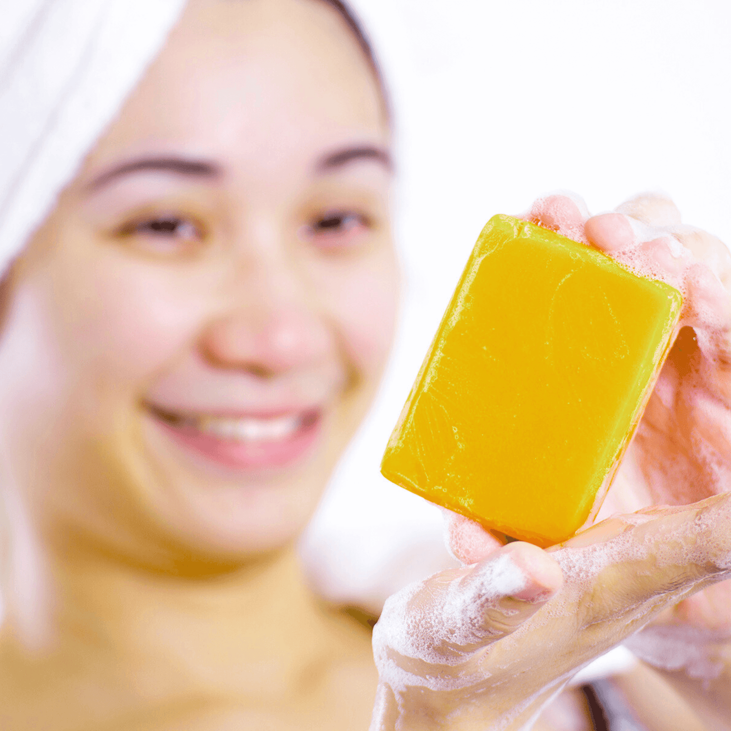 Yellow herbal soap bar with anti-inflammatory turmeric