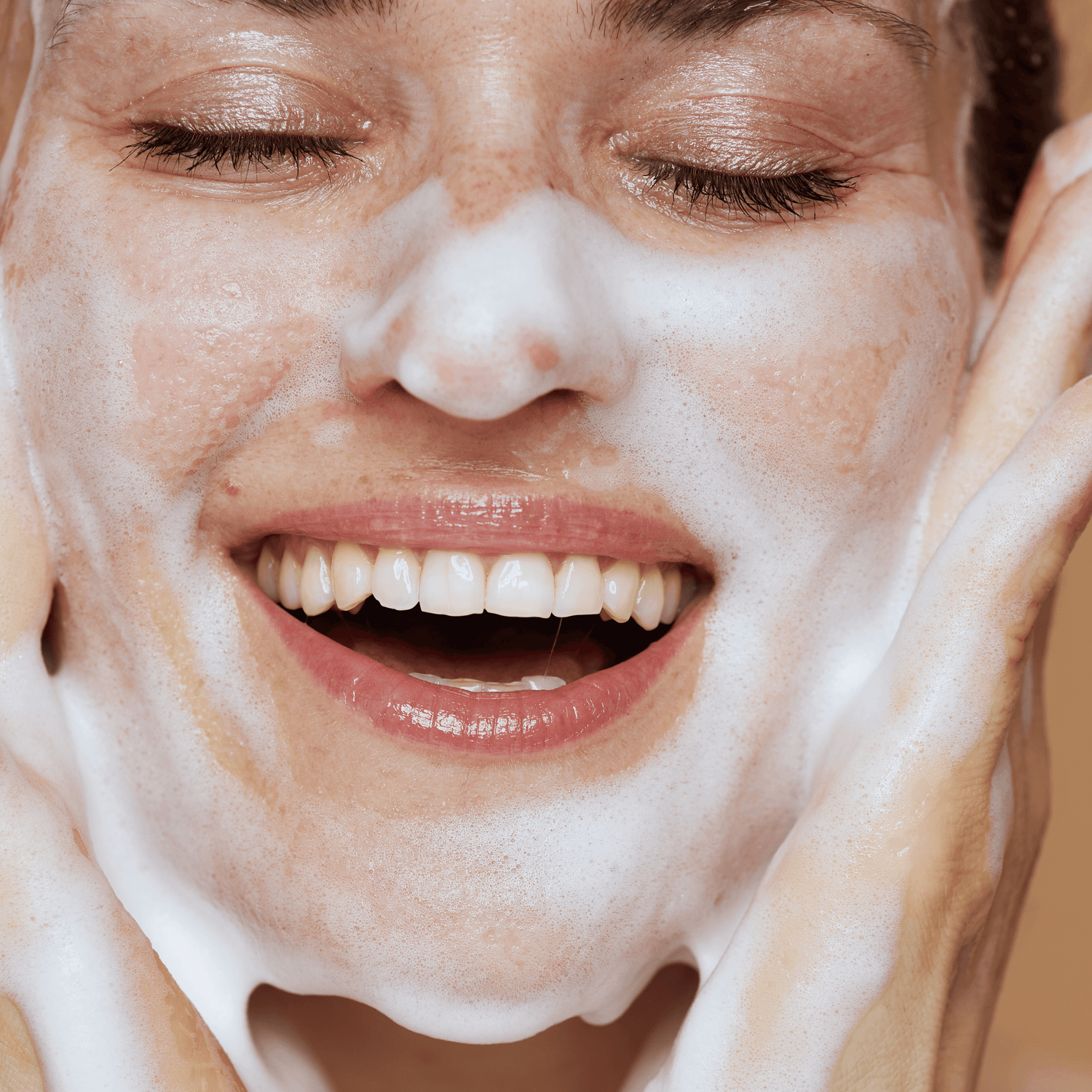 Lady doing her nighttime skincare routine with Skincare soap bar with turmeric and plant-based ingredients